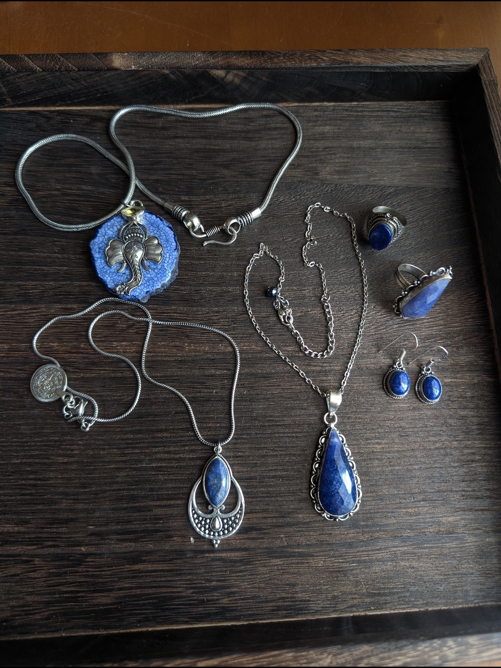 Silver Jewelry Lot Unique Ethnic Blue Lapis Bundle Necklaces, Earrings, Rings